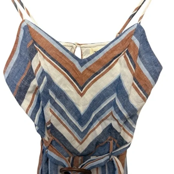 Monteau Multicolor Linen Jumpsuit Halter w/ Belt Wide Leg Crop Size Extra Small - Picture 9 of 12